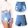 Uitverkoop High Tailed Denim Shorts Jeans Hole Blue UK Vintage Women Dames Summer Ripped