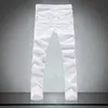 Frühling männer enge Reine Weiße jeans männlichen dünne hosen Hohe qualität Baumwolle elastische loch dünne Freizeit hosen men247z