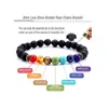 Chakra-Armband zum Abnehmen, schwarze Lava, heilende Balance-Perlen, Reiki-Gebet, Naturstein-Armband für Damen und Herren, Unisex