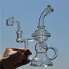 Återvinnare dab rig vatten glas bongs pipes porkah rökning tillbehör svåra oljeriggar 14mm banger blå gröna dabs