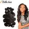 Full Head Weaves Bundles med stängning 4x4 Kroppsvåg Brasilianska Virgin Hair Extensions Weft Weft With Lace Closure Middle Part Bella Hair