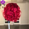 高品質のピンクシミュレーションの人間の髪の髪の髪の体の波の短いレースのフロントかつらアフリカ系アメリカ人女性のための耐熱性繊維の髪