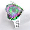 Luckyshine Women Wedding Rings Love Heart Fire Multi-color Rainbow Natural Mystic Topaz Silver Cubic Zirconia Rings Jewelry