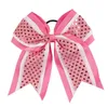 8Pcslot 7039039 Handmade Three Layer Ribbon Sequins Cheer Bows With Elastic Girls Cheerleading Boutique Hair Accessories3846619