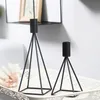 Raw Metal Wire Pyramid Candle Holder Black Modern Geometric Candlestick Iron Taper Candleholder Contemporary Home Party Centerpiece