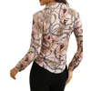 2019 Style bureau dames chaîne imprimer Blouses automne à manches longues en mousseline de soie Blouse femmes à lacets nœud boutons chemise hauts Blusas1