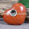 Natural Red Jasper Crystal Puffy Heart Carving 60mm Reiki Rock Minerals Smoking Pipe Polished Red Quartz Semi Precious Gemstone Tobacco Pipe