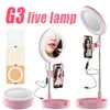 G3 LED Einziehbares Selfie-Ringlicht Dimmbares Beleuchtungsstativ für Handy-Ringlampe Fotografisch für Make-up-Live-Stream-Kamera in Einzelhandelsverpackung