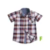 Summer kids boys plaid shirts short sleeves uniforms 7 colors checks big teens school classic tops clothes gentleman suit kid clothing