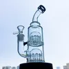 Wholesale 8 Inch 12 Arms Double Tree Perc Glass Bong Small Portable Mini Dab Rigs 14mm Joint Thick Glass Water Bongs Pipes Oil Rig With Bowl