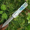 Recommend Newer Mic tech abalone beetle Damascus camping Collecting hunting knife knives D2 copies 1pcs freeshipping