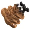 1B 30 paquets de cheveux bruns ombre avec fermeture cheveux brésiliens vierges de vague de corps 3 paquets avec fermeture à lacets 4x4 extensions de cheveux humains Remy7389237