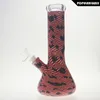 Saml 10 Inch Tall Beaker Bong Hookahs With Stars and Stripes Pattern Diffusion Percolate Water Pipe 7mm Thick US National Flags PG5079