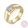 Oryginalna biżuteria wytwarzająca 100% prawdziwe solidne srebrne złote pierścionki Zestaw Sona Diamond Reagement Wedding Pierołówki dla mężczyzn Boy Prezent Rozmiar 7-13