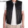 Gilet de motard noir pour hommes, gilet de moto Hip Hop en Faux cuir Punk solide, veste de printemps sans manches, vêtements pour hommes