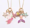 2 Farben Kinder Schmuck Halskette Mermaid Starfish Halskette Kinder Mädchen-langkettige Necklae für Partei Schmuck Geschenk