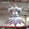 Personalized Lighting Inflatable UFO Model Balloon 2.4m Height Hanging Spacecraft Alien Spaceship For Night Club And Concert Decoration