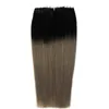 Ombre Tape In Human Hair Extensions Black And Grey Peruvian Sraight Remy Hair Extensions pu Skin Weft Tape Hair Extensions 40 Piece 100g