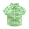 Ny sommar baby boys set Genglaman Kids Short Sleeve Plaid Shirt + Shorts 2pcs Pojke kläder kostym Barn outfits 14847