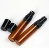 200pcs/lot 5ML Amber Glass Spray bottle 5ml brown Emtpy Refillable Perfume bottles with Plastic cap 14x76mm SN35