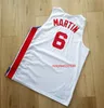 College Basketball Jersey Vintage Kenyon 6 Martin Throwback Jerseys Retro Stitched Broderi Anpassad Vit Blå Danver Size S-5XL