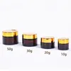 5g 10g 15g 20g 30g 50g Amber Brown Glass Bottle Face Cream Jar Refillable Bottles Cosmetic Makeup Storage Container with Gold Silv7215258