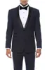 Nuovo elegante design smoking dello sposo One Button scialle blu navy risvolto Groomsmen Best Man Suit Mens abiti da sposa (giacca + pantaloni + cravatta) 791