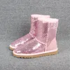 Designer-g Paillette Zapatos brillantes para niñas Lentejuelas Botas de nieve de invierno para mujer con color de lentejuelas para niñas de moda