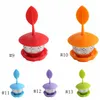 Tea Strainer 7 Colors Silicone Infuser Reusable Tea Strainer Sweet Leaf With Drop Tray Novelty Ball Filter Tea Tool EEA849