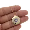 Moda 2019 turco Evil Eye Collana pavimentata blu chiaro CZ Evil Eye Charm Collana lunga da donna Pendenti con catena a maglie gioielli pieni d'oro