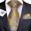 Snelle verzending Ties Mens 100% Zijde Ontwerpers Mode Geel Wit Paisley Tie Hanky ​​Manchetknopen Sets voor Mens Formele Bruiloft Bruidegom N-1730