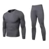 Erkekler Kış Sıcak Uzun Johns Artı Boyutu Katı Renk Termal Uzun Kollu Üst Pantolon Iç Çamaşırı Seti