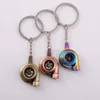 Hot selling Turbo Keychain Spinning Turbo Turbine Turbocharger Keychain Key Chain Ring Keyring Keyfob Keyrings 7 Colors Free Shipping