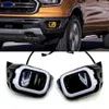 2PCS LED DRL DRL Daytime Light Drive Lampa mgły mgły z skręcającym żółty sygnał dla Ford Ranger T8 2019 2020 2021 2022