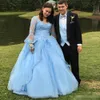 2019 светло -розовые длинные рукава Quinceanera платья аппликация тюля V Шея кружево вверх по вечеру выпускной вечер Sweet 16 Bighting Party Blay Ball Play