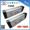 Wodoodporna Silver Fish Case 100 W - 700W Elektryczna bateria rowerowa 48V 12AH z 15a BMS 2.0AH 18650 Komórka + 2a Ładowarka Darmowa wysyłka