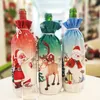 Juldekoration Santa Claus Wine Bottle Cover Santa Claus Flaskhållare Väska Snögubbe Xmas Vinflaska Klädsel Heminredning VT0758