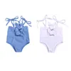 New Baby Girl One Piece Купальник Сплошные печатные Купальники Ремень Sunsuit Лето Бич Обык