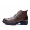 Neue Männer PU-Leder Knöchel Oxford Stiefel Britisch Stil Männlich Casual Lace Up Derby Schuhe Leder geschnitzte Brogue-Schuhe