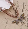 Necklace Silver Dragonfly Statement Necklaces Pendants Vintage Rope Chain Necklace Women Accessories GB9081146