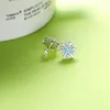 Nya Blue Snowflake Stud örhängen för Pandora Luxury Designer 925 Sterling Silver CZ Diamond Lady Stud Örhängen Box Set Semesterpresent