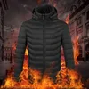 남자 새로운 겨울 따뜻한 USB 적외선 난방 난방 겨울 자켓 남자 스마트 서모 스탯 순수한 컬러 후드 가열 파카 따뜻한 재킷