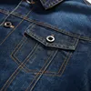 Primavera Autunno Giacca di jeans da uomo Risvolto Ricamo Casual Uomo Jeans Giubbotti Multi-tasca Cappotti da cowboy maschili Bigig Taglia 6XL Solido