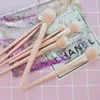 7PCS Makeup Brush Set Professionell Rosa Skrukt Handtag Ögonskugga Blush Powder Eyebrow Make Up Borstar Kit med Quicksand Glitter Bag