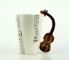 Creative Music Violin Style Guitar Cerâmica Caneca Cabe