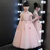 Robes de filles de fleurs stéréo fleur applique rosée épaule robe de princesse pour enfants dentelle tulle longue robe robe de bal enfants pageant 6016176