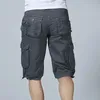 2019 Sommar Mens Cargo Shorts Solid Bomull Högkvalitativ Knee Längd Man Shorts Bermuda Casual Work Korta Byxor Män