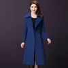 Office Lady Slim Women Long Winter Wool Blend Coat Turn-down Collar Wool Coat and Jacket Single Breasted Outerwear