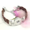 Wholesale New Arrival 3 Colors Braid Leather Bracelet Bangle Interchangeable Snap Bracelet for women 18mm Snap Jewelry