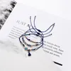Elegante design artesanal tecido azul cabo colorido cordão de cristal fio pulseiras